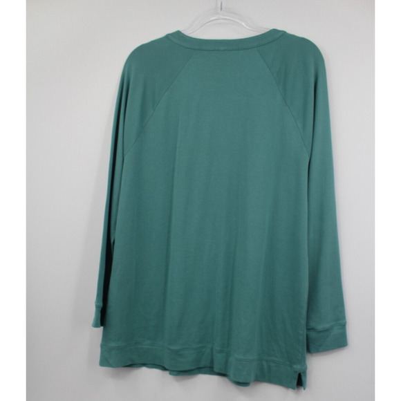 Chico's Sweatshirt Size Medium Green Lucie Sailor Button Long Sleeve Women - Picture 6 of 8
